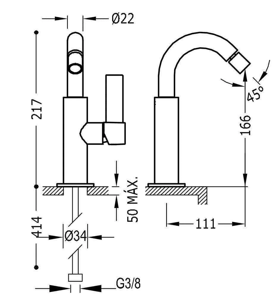 Змішувач на біде Tres Project 21122401OM
