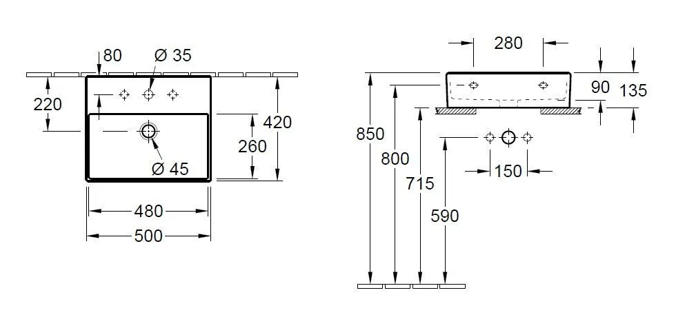 Раковина на столешницу Villeroy and Boch Memento 2.0 4A225Li4