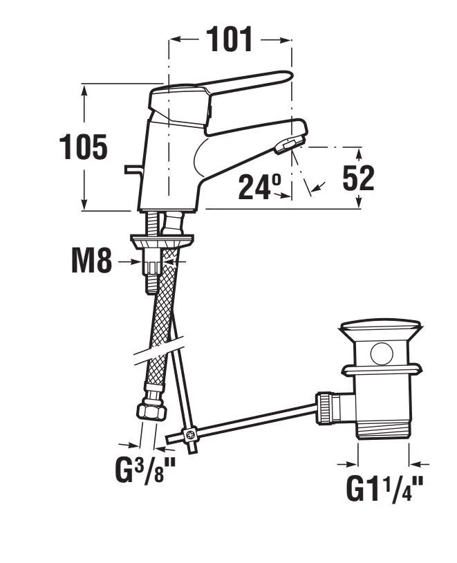 Смеситель для умывальника Jika Lyra Plus H3112810041011