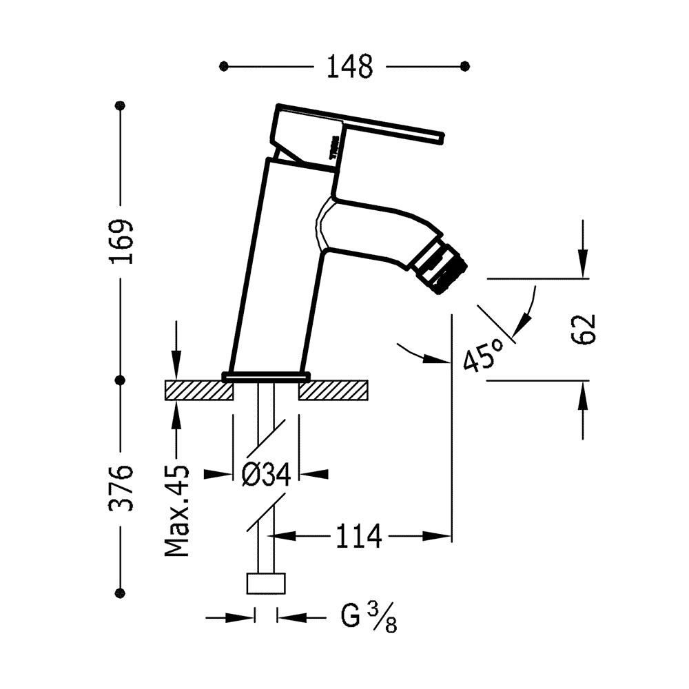Змішувач для біде Tres Lex 186920