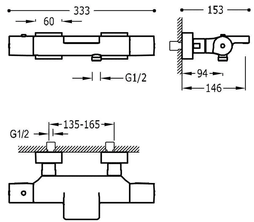 Смесители с термостатом для ванны Tres Project 21117409NM