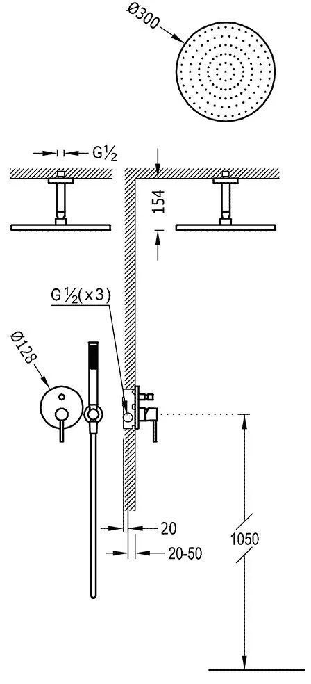 Душевая система Tres Study 26218080BM