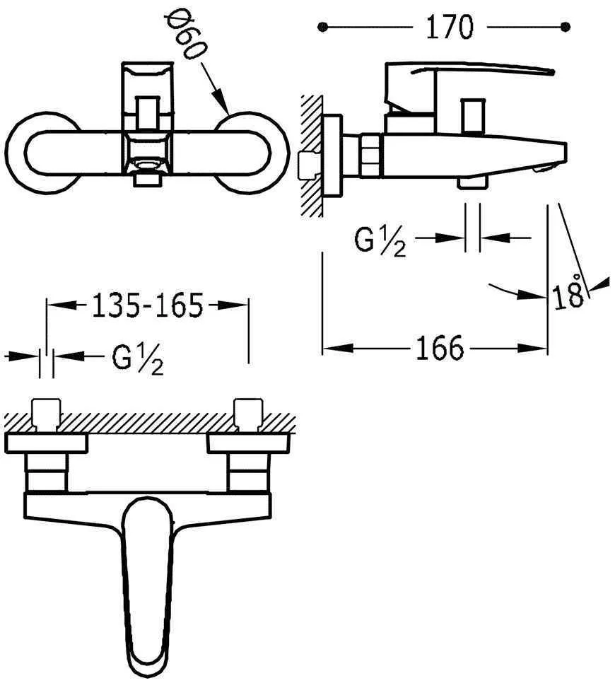 Набор: Смеситель с душевым набором Tres Flat 20417001