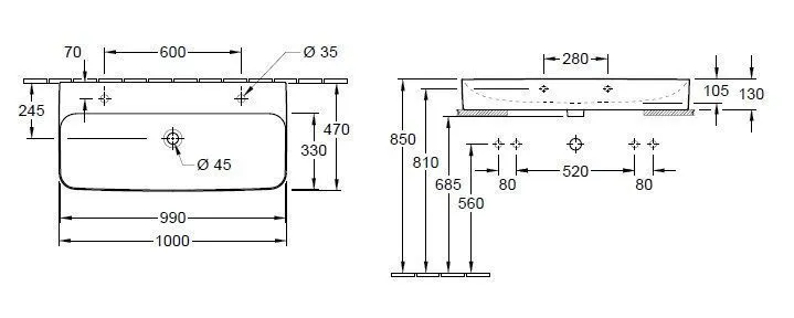 Умывальник на столешницу Finion Villeroy & Boch 41681LR1