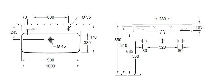 Раковины подвесная Finion Villeroy & Boch 4168A1R1