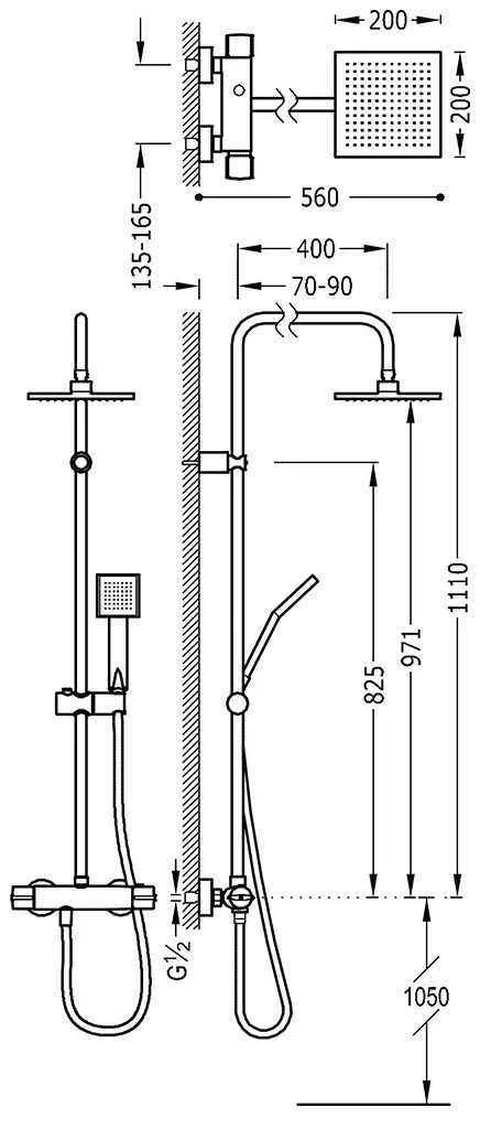 Душевая система Tres Flat 20438702
