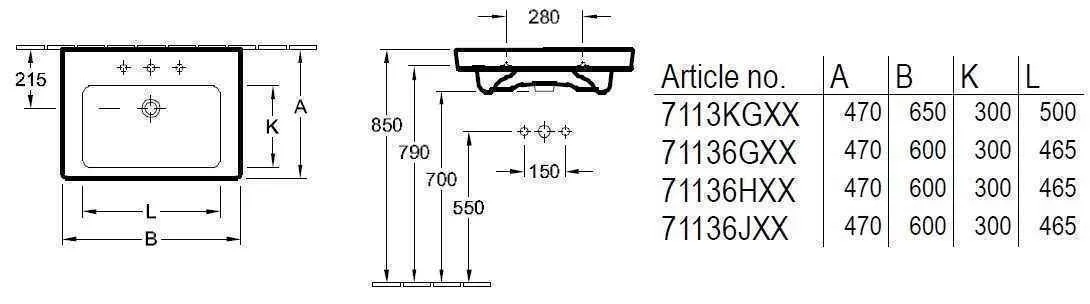 Підвісний умивальник Villeroy and Boch Subway 2.0 71136H01