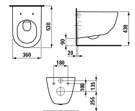Унитаз подвесной LAUFEN PRO Rimless (без ободка)  H8209660000001