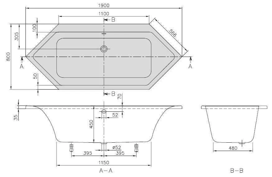 Ванна Villeroy and Boch Subway UBA190SUB6V-96