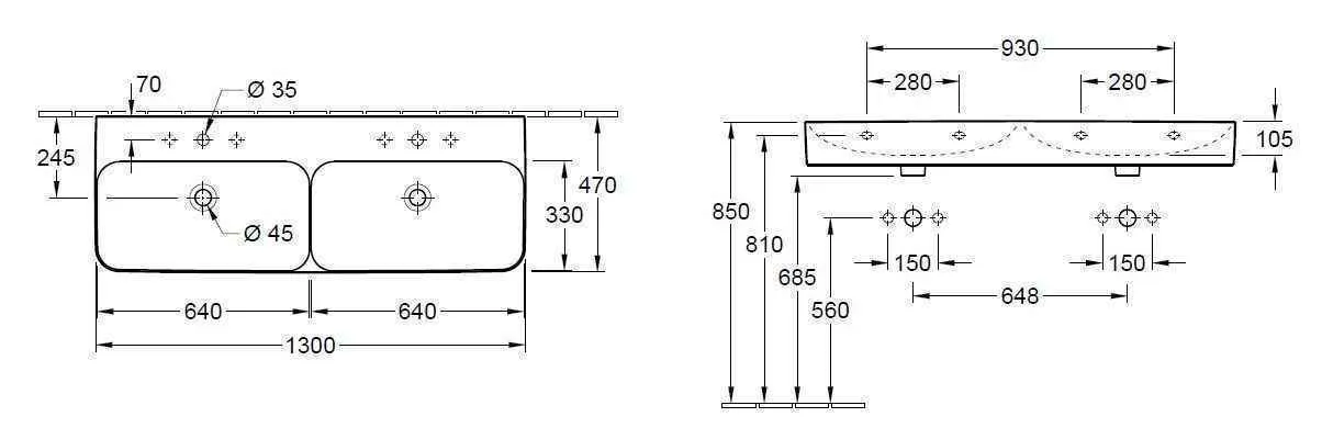Підвісний умивальник Villeroy and Boch Subway 2.0 4139D8RW