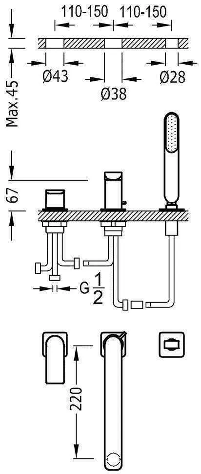 Змішувач для ванної Tres Loft 20016201OM