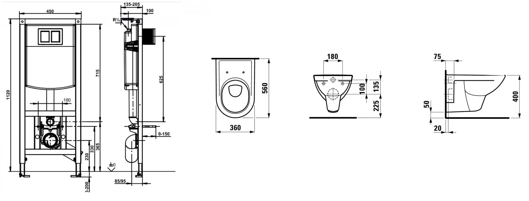 Комплект инсталляция и унитаз Sanit / Laufen