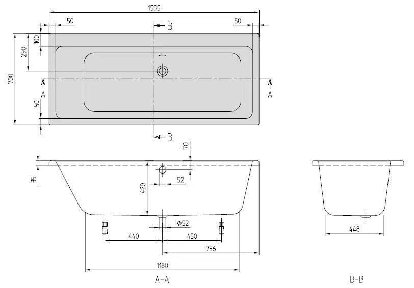 Ванна Villeroy and Boch Subway UBA167SUB2V-01