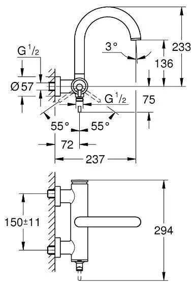 Atrio Смеситель для ванны, хром 32652003