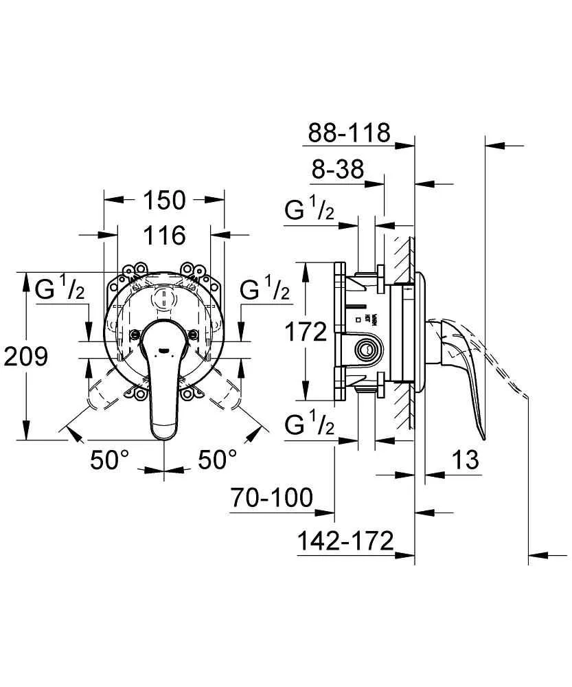 Змішувач для душа Euroeco 32784000