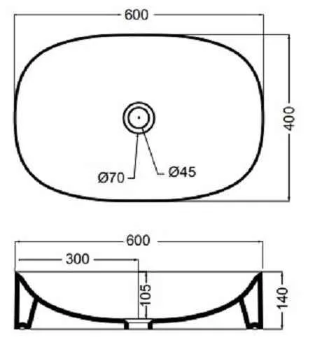 Wild Раковина на стільницю 60*40 см, білий глянцевий