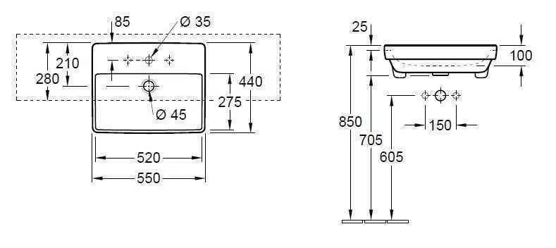 Полувбудована раковина Villeroy and Boch Avento 4A065601