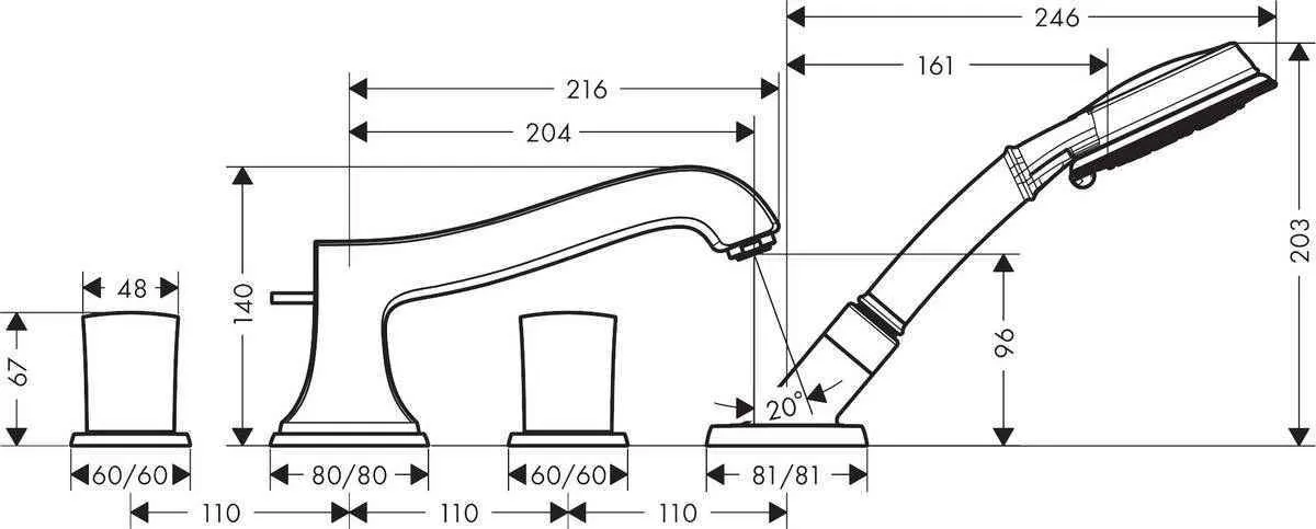 Змішувач для ванної Hansgrohe Metropol Classic 31315090