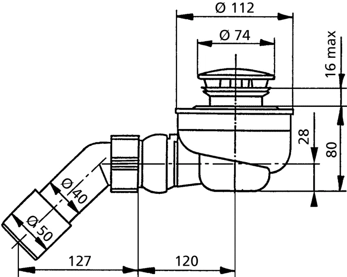 Сифон для душевого поддона D50 Sanit 34.035.00.0000