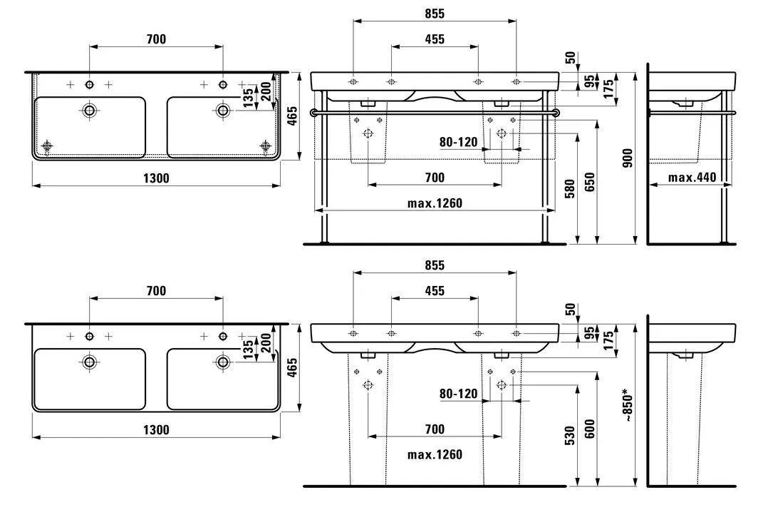 Умывальник Laufen PRO S H8149680001041 (двойной)