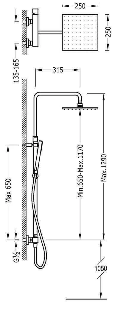 Душевая система с термостатом Tres 00719701