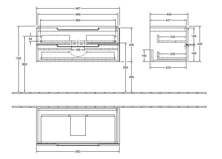 Тумба для умывальника Subway 2.0 Villeroy and Boch A69010FP