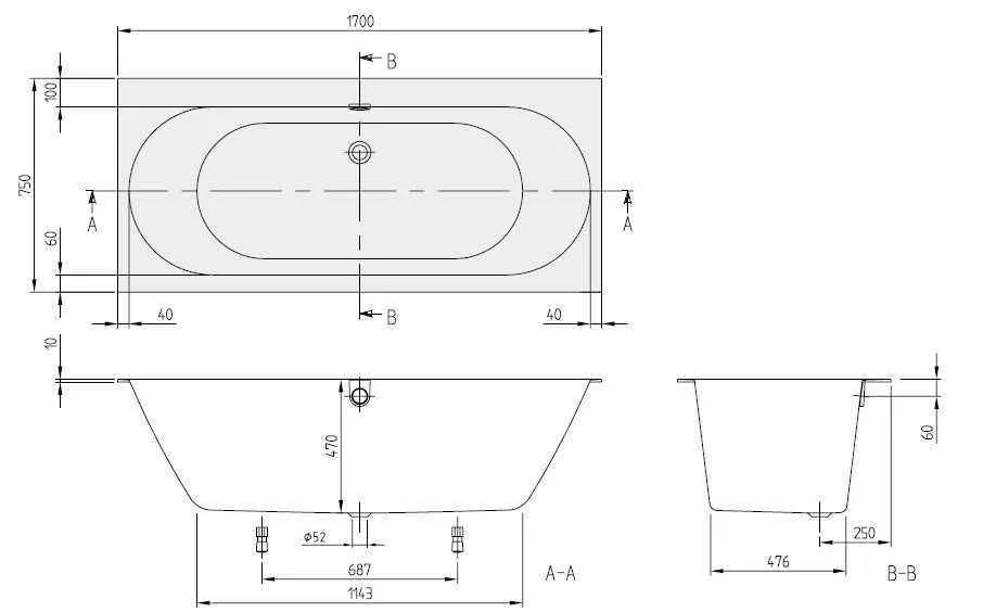 Ванна Villeroy&Boch Oberon 2.0 UBQ170OBR2DV-01