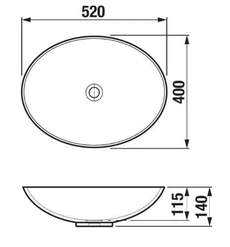 Jika Astra Раковина на столешницу, 520*400 мм, без отверстия для смесителя, без перелива. H8183640001121