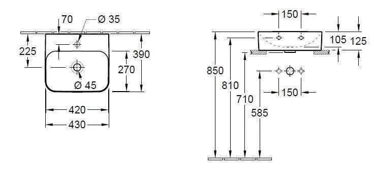 Умивальник на стільницю Finion Villeroy & Boch 43644LR2