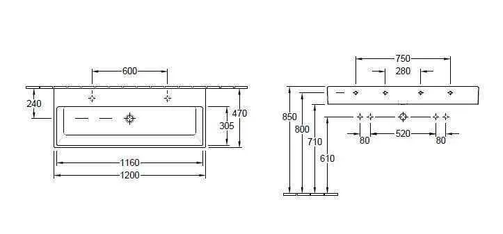 Підвісний умивальник Villeroy and Boch Memento (1200 Х 470 мм) 5133C1R2