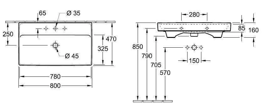 Підвісний умивальник Villeroy and Boch Collaro 4A3381RW