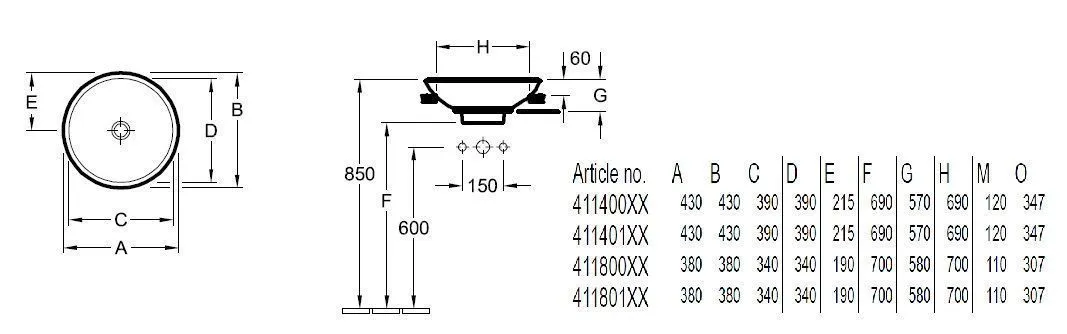 Полувстраиваемая раковина Villeroy & Boch Loop & Friends 41140001
