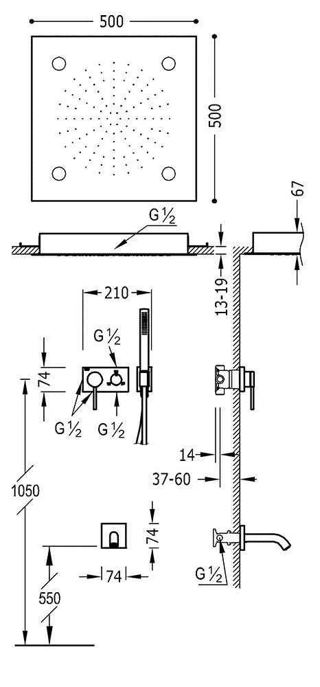 Душова система для ванної Tres 3V
