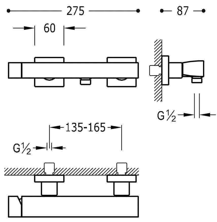 Набори: змішувач для душа з душовим набором Tres Slim 20216701