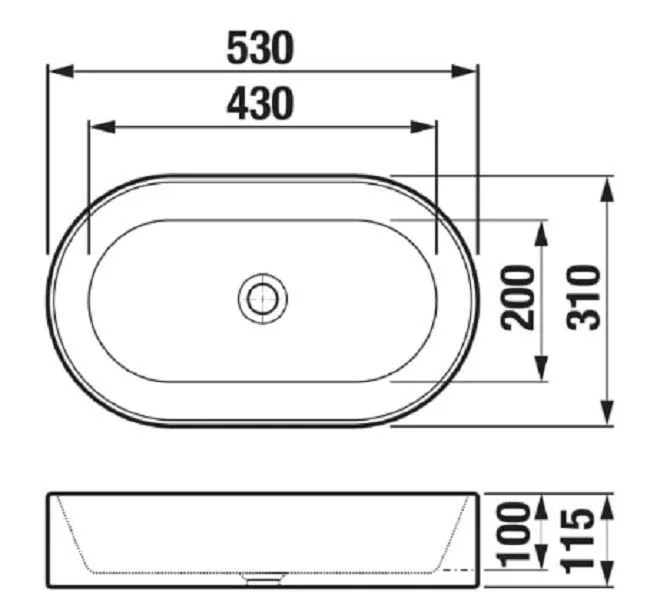 Jika Astra Раковина на столешницу, 530*310 мм, без отверстия для смесителя, без перелива. H8183660001121