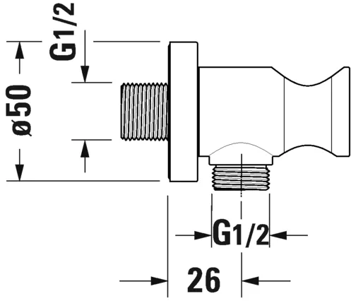 Шланговое під'єднання Duravit з клапаном зворотного потоку в муфті шланга UV0630007000