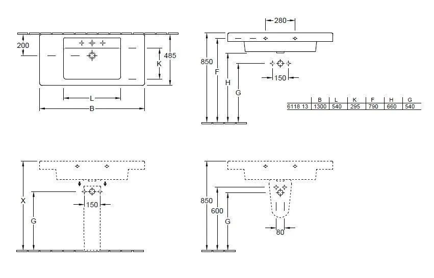 Подвесной умывальник Villeroy and Boch Architectura 61181301