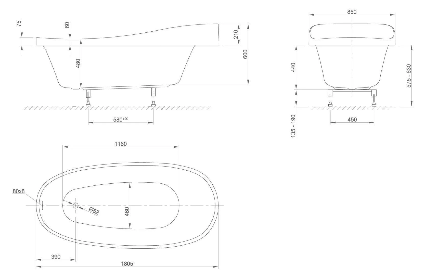 Вбудована ванна Knief Relax Fit relax Fit 0400-278 Белый глянцевый