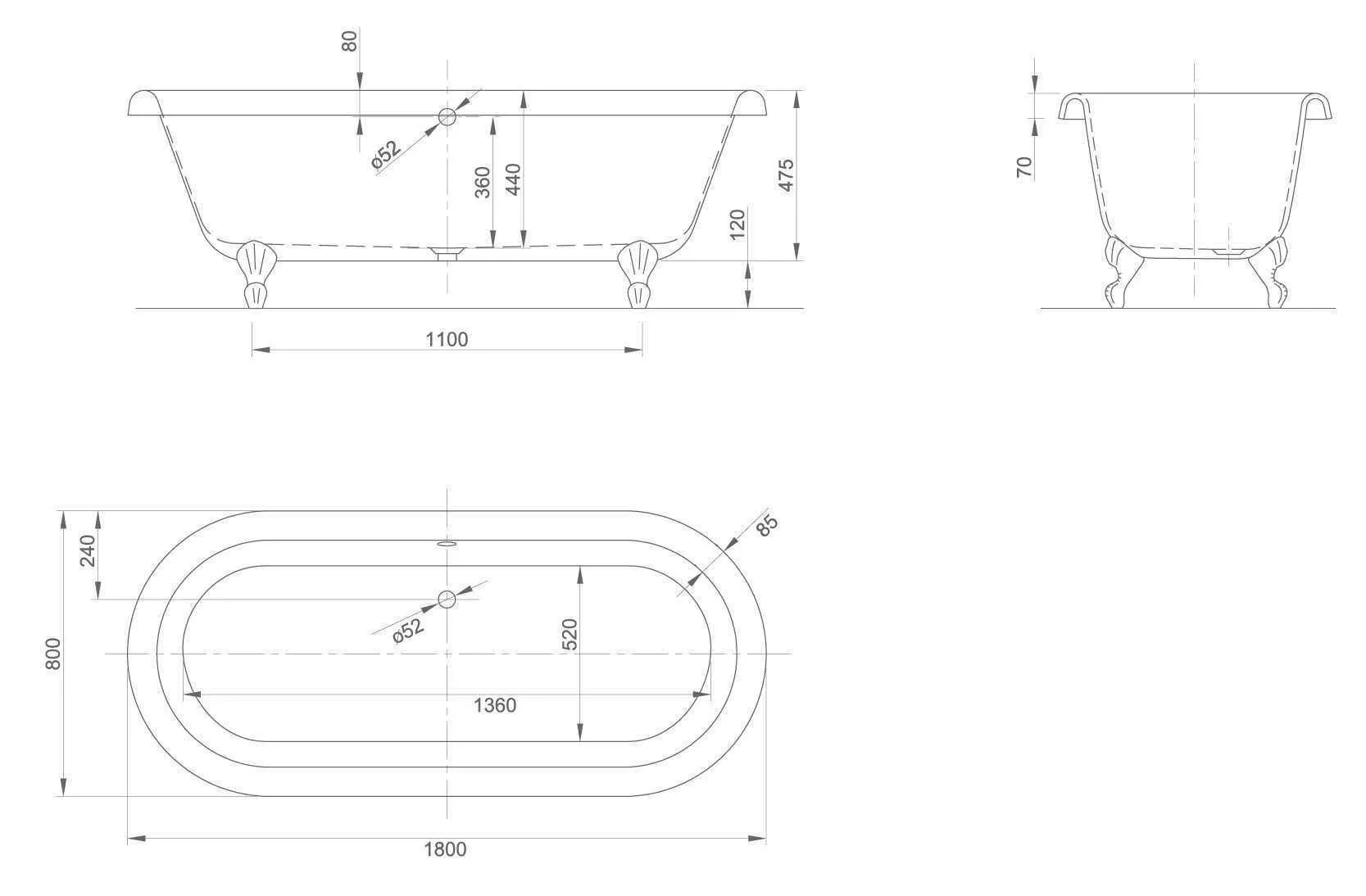 Окремостояча ванна Knief Edwardian edwardian xl 0100 -062 Белый глянцевый