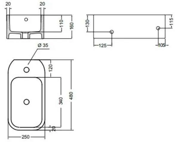 Cosa Раковина підвісна, ліва 48x25 см