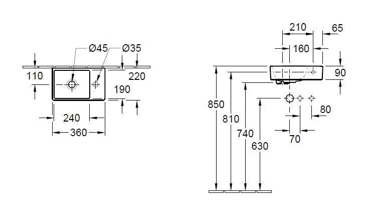 Подвесной умывальник Villeroy and Boch Avento 43003L01