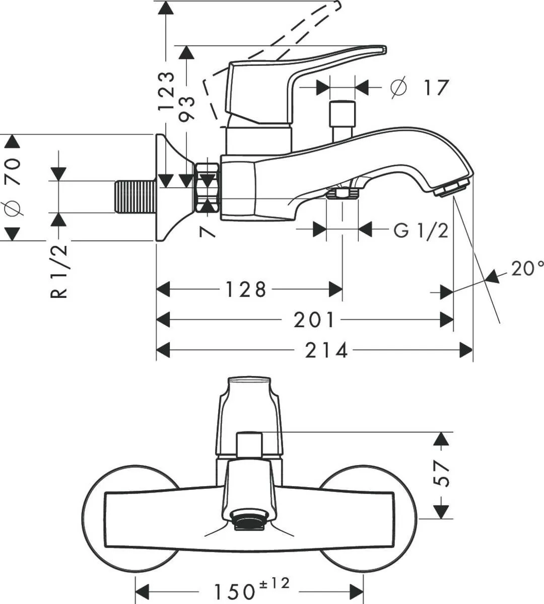 Смеситель для ванны с душем Hansgrohe Metris Classic Hansgrohe  31478000