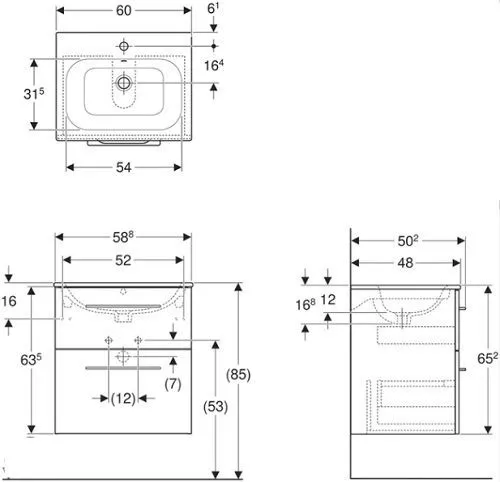 Selnova Комплект умывальник+тумба 60см, белый