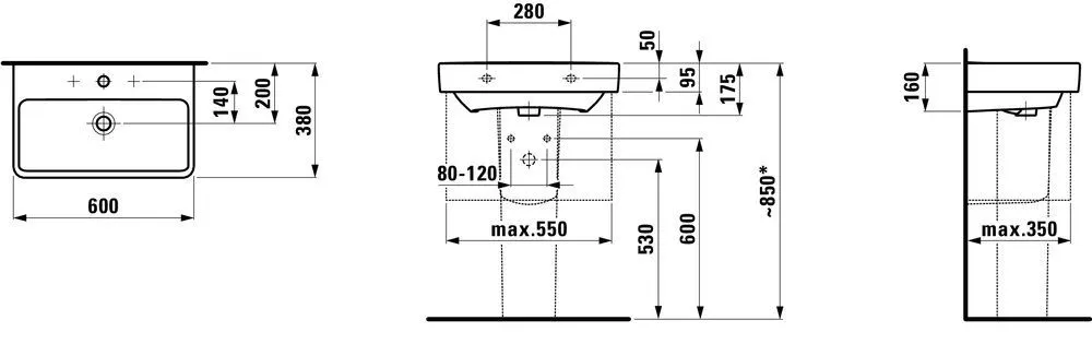 Керамічна раковина LAUFEN PRO S H8189580001041 H8189590001041