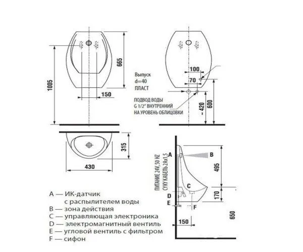 Писсуар с инфракрасным датчиком Domino Jika H8411010004871