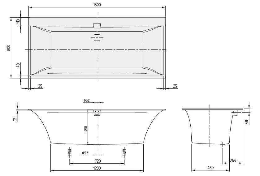 Ванна Villeroy&Boch Squaro Edge 12 UBQ180SQE2DV-96