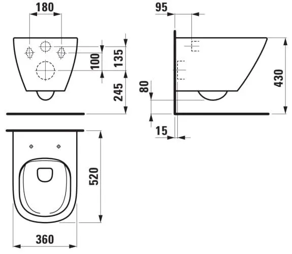 Lua Унитаз подвесной 52*36 см, безободковый, с крышкою Soft Close