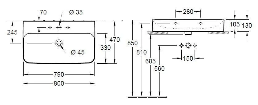 Умывальник на столешницу Finion Villeroy & Boch 41688CRW