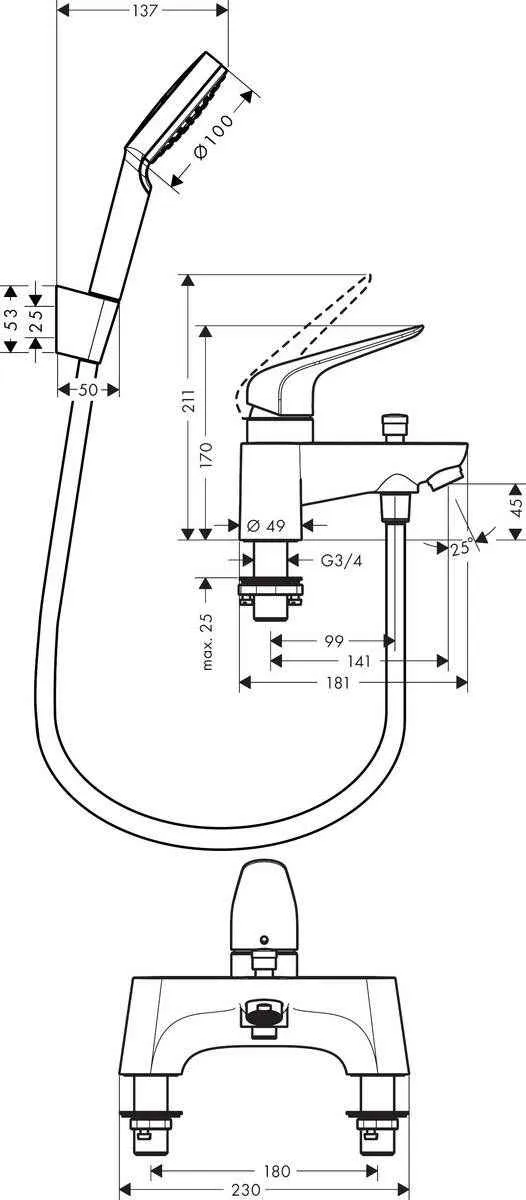 Набір змішувач з душового набором Hansgrohe Novus