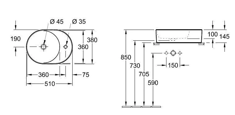 Раковина на столешницу Villeroy and Boch Collaro 4A155101